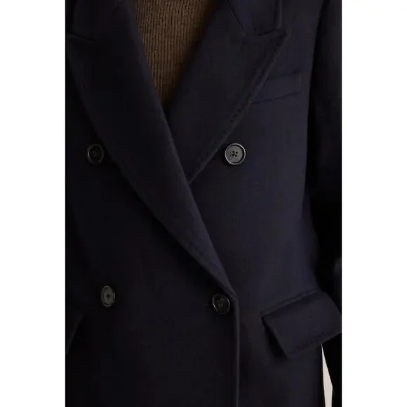 NWT Quince Italian Wool Double Breasted Coat Womens Medium Navy MSRP 190 - Picture 4 of 12
